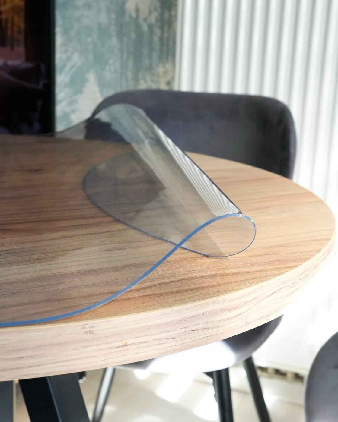 Prozirna zaštitna podloga Ø60 cm, meko staklo, sjajna